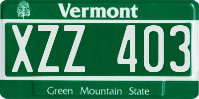 VT license plate XZZ403