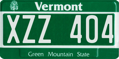 VT license plate XZZ404