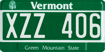 VT license plate XZZ406