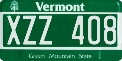 VT license plate XZZ408