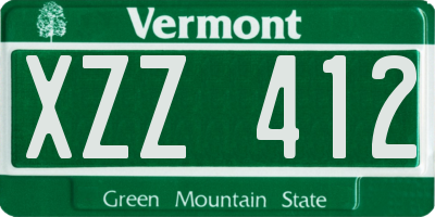 VT license plate XZZ412