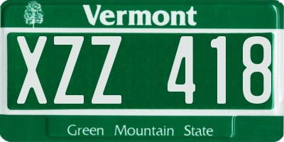 VT license plate XZZ418