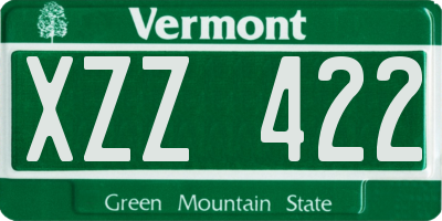 VT license plate XZZ422
