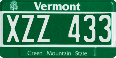 VT license plate XZZ433
