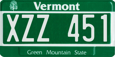 VT license plate XZZ451