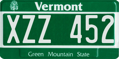 VT license plate XZZ452