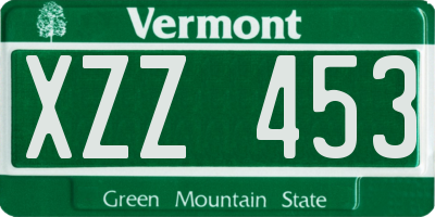 VT license plate XZZ453