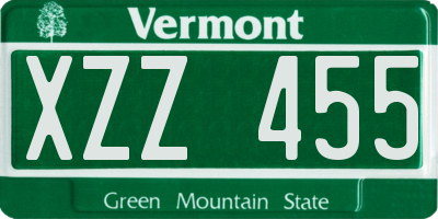 VT license plate XZZ455