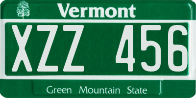 VT license plate XZZ456