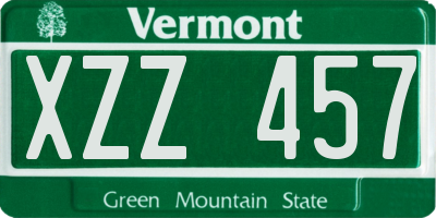 VT license plate XZZ457