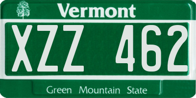 VT license plate XZZ462