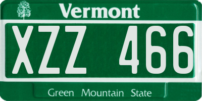 VT license plate XZZ466