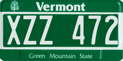 VT license plate XZZ472