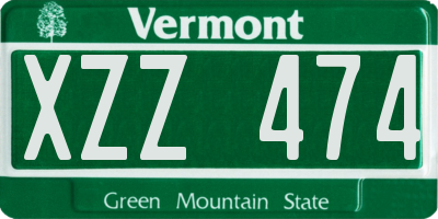 VT license plate XZZ474