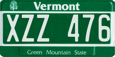 VT license plate XZZ476