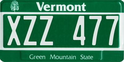 VT license plate XZZ477