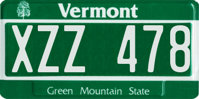 VT license plate XZZ478