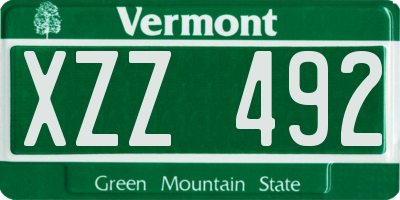 VT license plate XZZ492