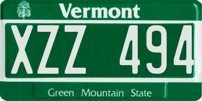 VT license plate XZZ494