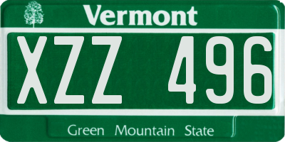 VT license plate XZZ496