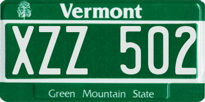 VT license plate XZZ502
