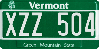 VT license plate XZZ504