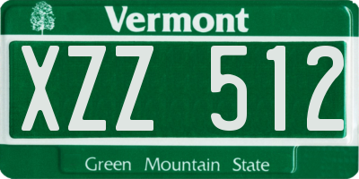 VT license plate XZZ512