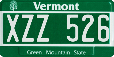 VT license plate XZZ526