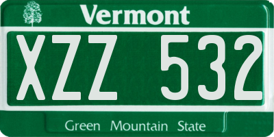 VT license plate XZZ532