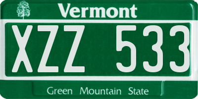 VT license plate XZZ533