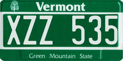 VT license plate XZZ535