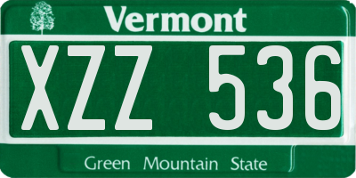 VT license plate XZZ536