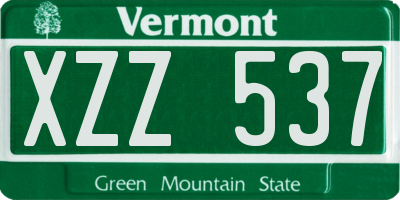 VT license plate XZZ537