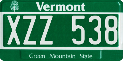 VT license plate XZZ538
