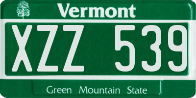 VT license plate XZZ539