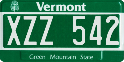 VT license plate XZZ542