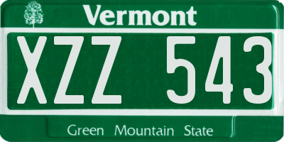 VT license plate XZZ543