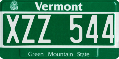 VT license plate XZZ544