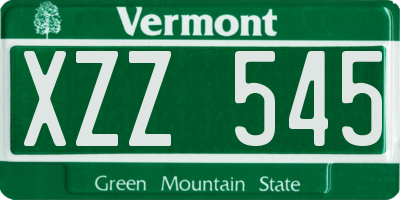 VT license plate XZZ545