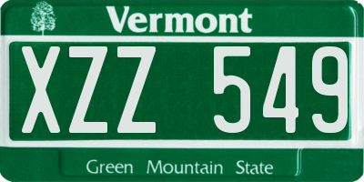 VT license plate XZZ549