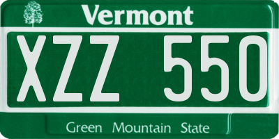 VT license plate XZZ550