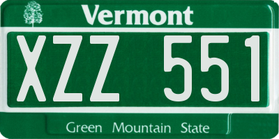 VT license plate XZZ551