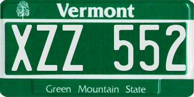 VT license plate XZZ552