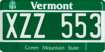 VT license plate XZZ553