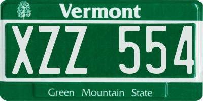 VT license plate XZZ554