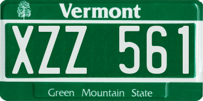 VT license plate XZZ561