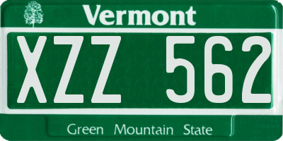 VT license plate XZZ562