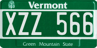 VT license plate XZZ566