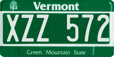 VT license plate XZZ572