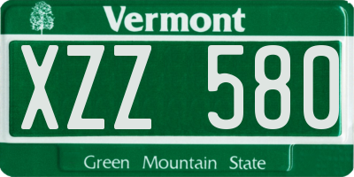 VT license plate XZZ580
